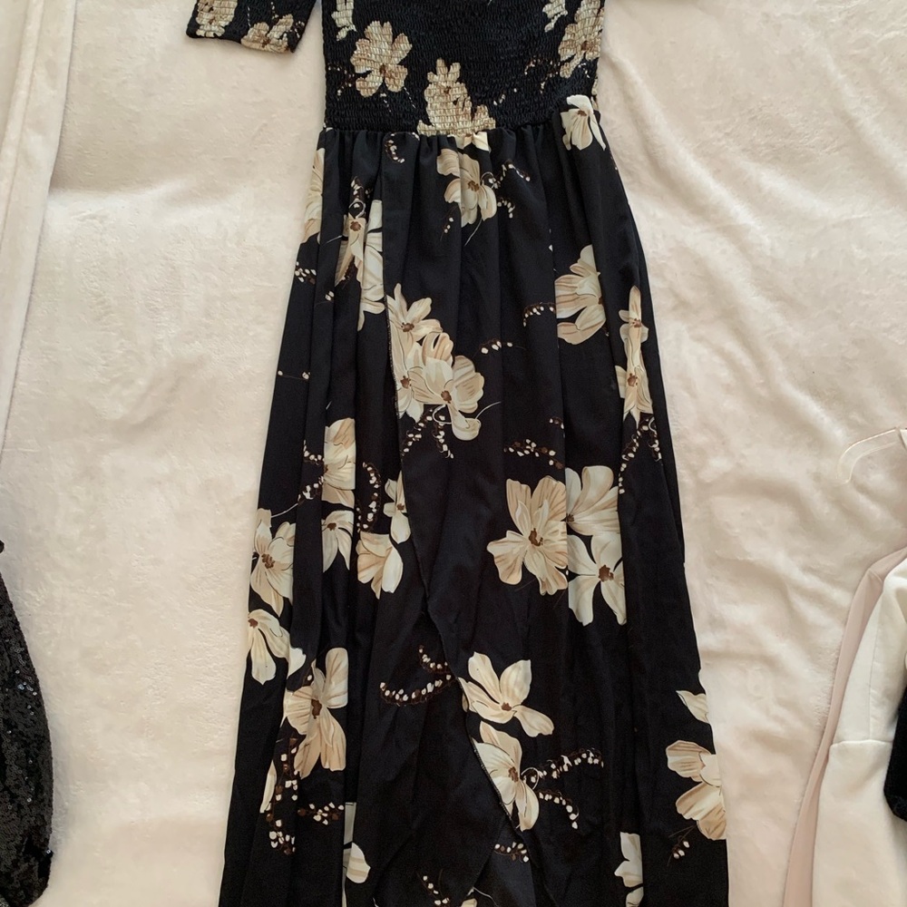 Elegant Black Floral Maxi Dress